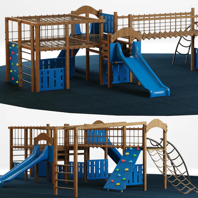 Kids playground equipment with slide climbing 01 — Вид 1