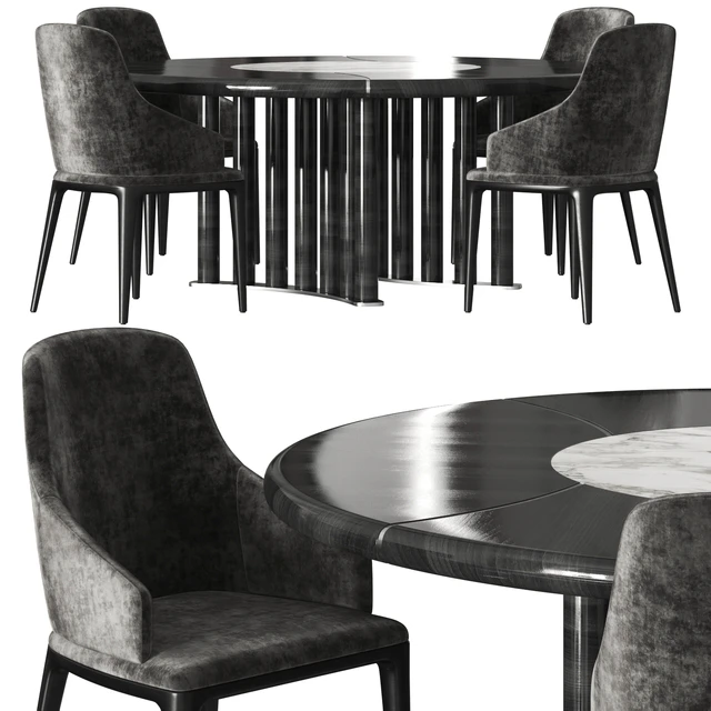 Opera Contemporary Oliver Round Table and Hilary Armchair Set — Descargar