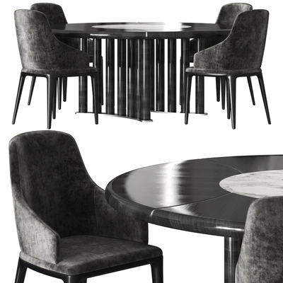 Opera Contemporary Oliver Round Table and Hilary Armchair Set — Ver 1
