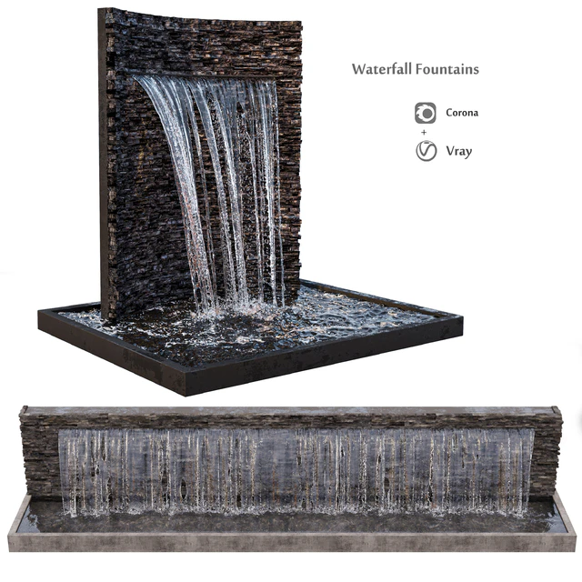 Waterfall fountains rock panel — Descargar