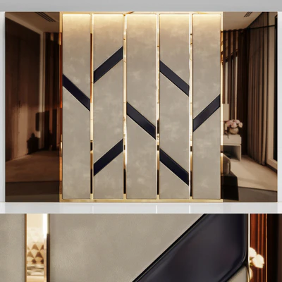 Headboard made of bronze mirror and soft beige panels — Ver 1