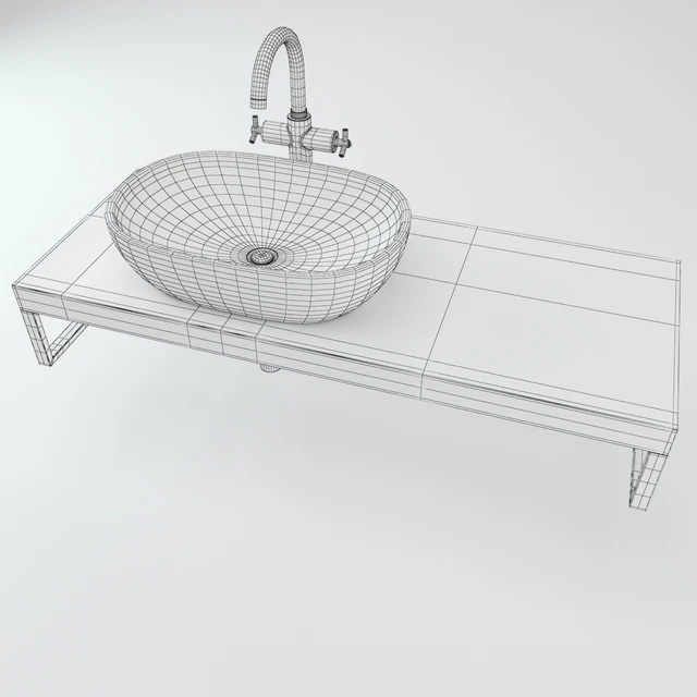 Washbasin on the wooden plate — Скачать