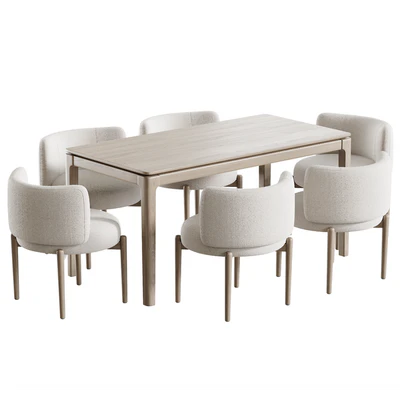 Kim chair beige and MILFORD extendable dining table by skdesign — Ver 3