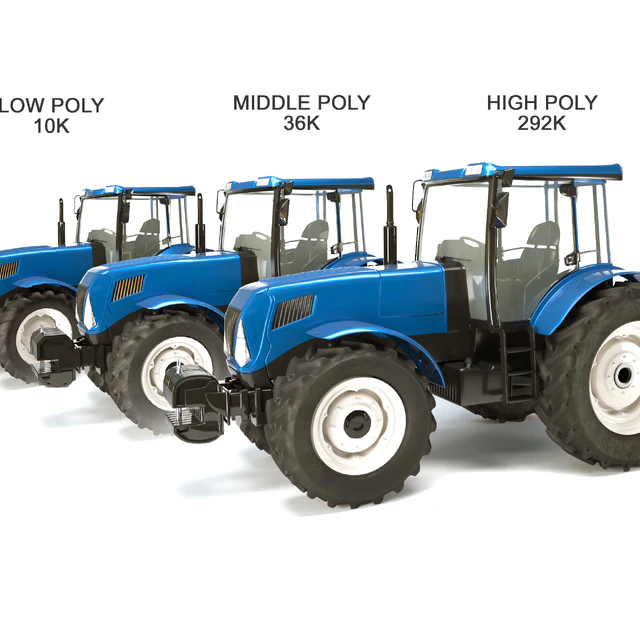 Tractor low/middle/high poly rigged — Скачать