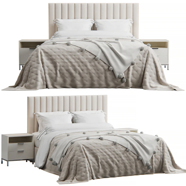 Kennedy  Queen Tufted Headboard Bed — Скачать