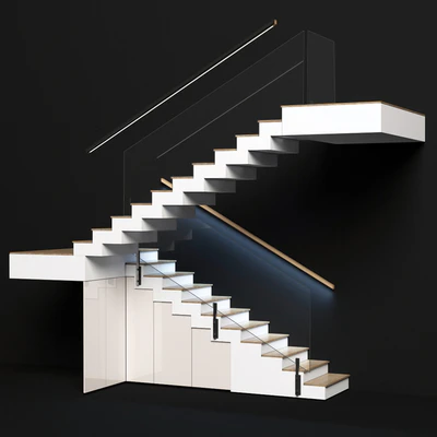 Modern staircase with built-in storage system — Ver 1