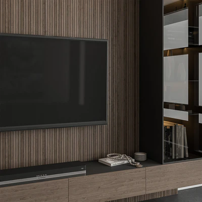 TV Wall Marble Wall and Wood - Set 41 — Ver 3