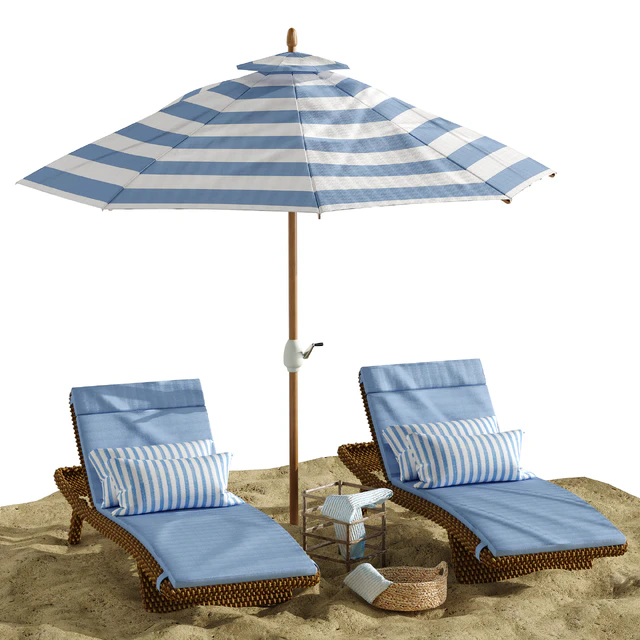 Beach umbrella and chaise longue set 2 — Скачать