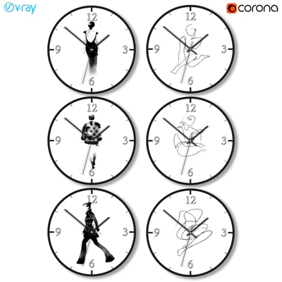 A set of wall clocks with fashion silhouettes — download