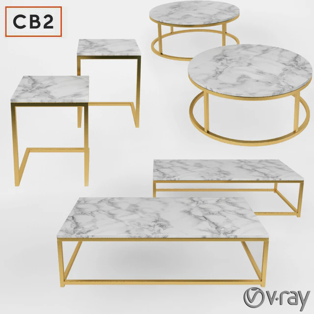 Smart Round & Rectangle Marble Coffee Table — Скачать