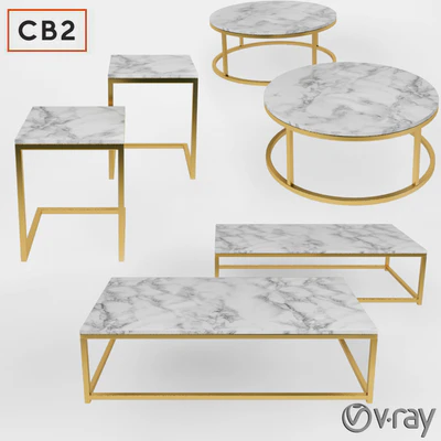 Smart Round & Rectangle Marble Coffee Table — Вид 1