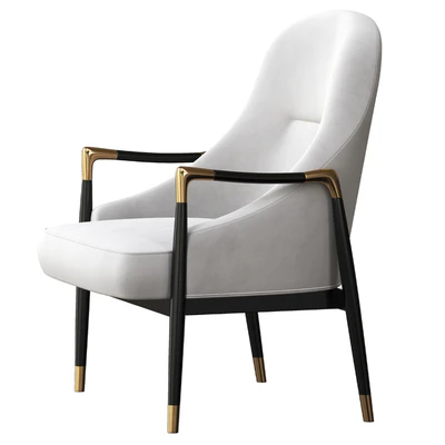 Modern Brass Accented Walnut Lounge Chairs — Ver 3