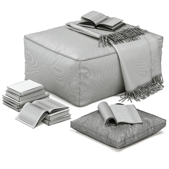 Floor decor set 001 with pouf and books — Descargar