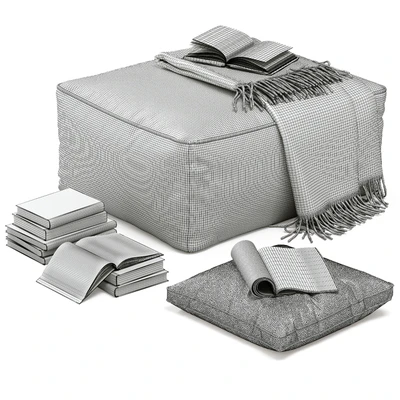 Floor decor set 001 with pouf and books — Ver 5