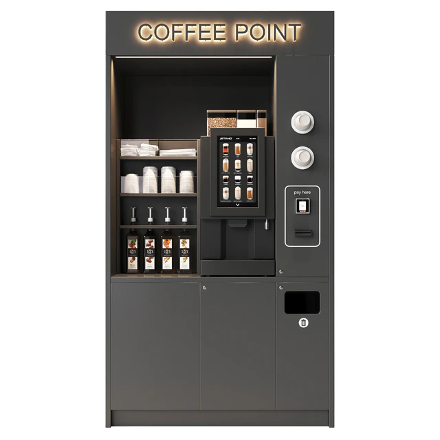 Coffee vending machine. Coffee to go. Self-service coffee shop. Vendor point — Download