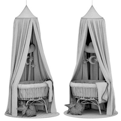 Childhome Rattan Cradle with Linen Canopy — Вид 3