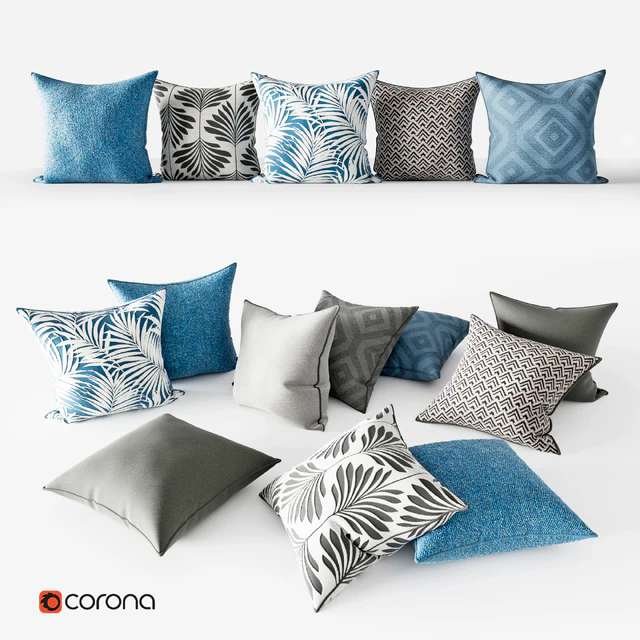 Decorative Pillows | Grey and Blue Set — Скачать