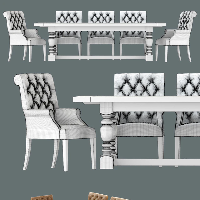Bennett Roll-Back Armchair / 1930s French Farmhouse Rectangular Dining Table — Descargar