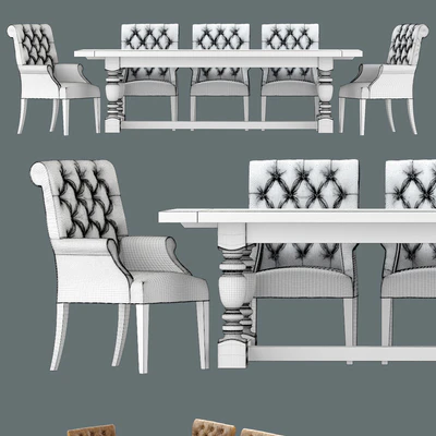 Bennett Roll-Back Armchair / 1930s French Farmhouse Rectangular Dining Table — Ver 2