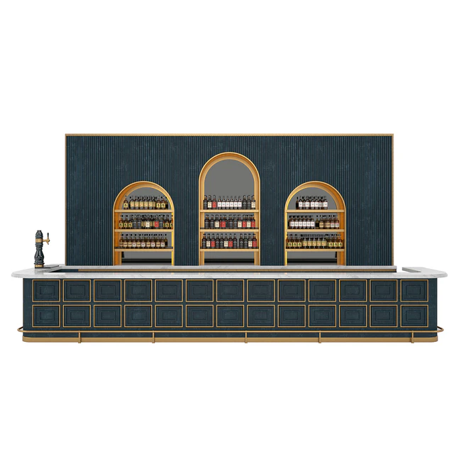 Restaurant Bar set 06 LOFT Gold & Dark Blue — Скачать