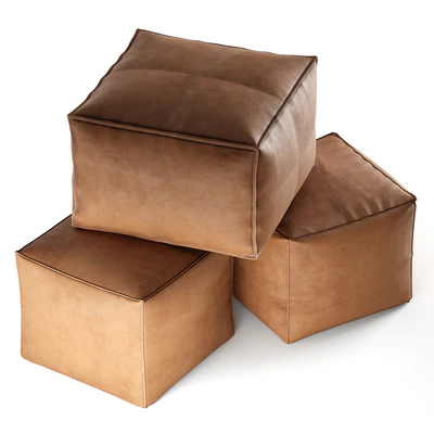 Mindaliving - Cube Leather Ottoman Pouf with Plaids — Вид 5