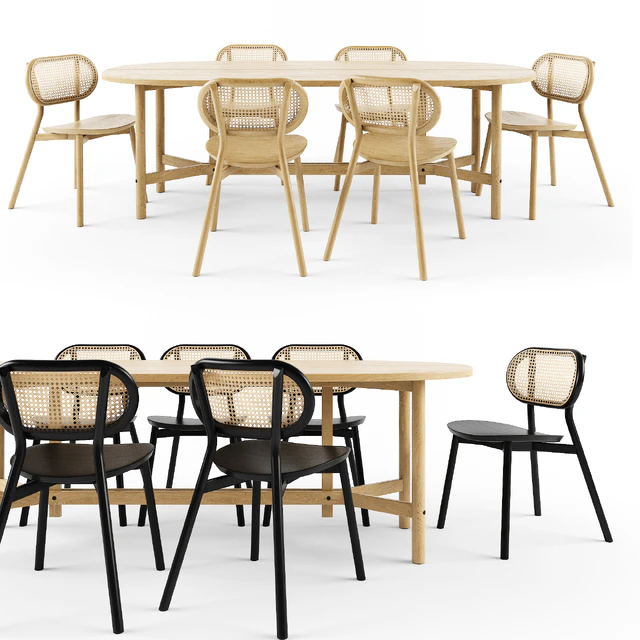 Cane Chair with Arch table-Y base — Скачать