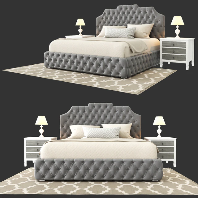 Grey tufted bed — Скачать