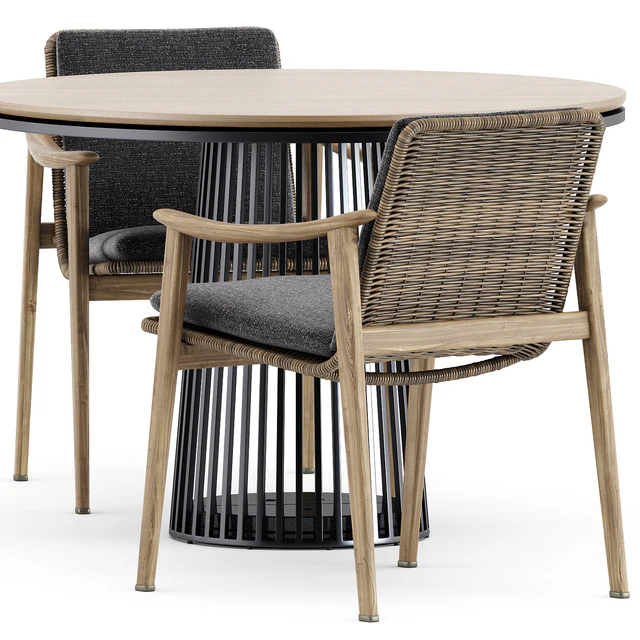 Fynn Outdoor chair by Minotti and Grid table by solpuri — Скачать