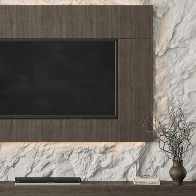 TV Wall Rock Wall and Wood - Set 78 — Ver 4