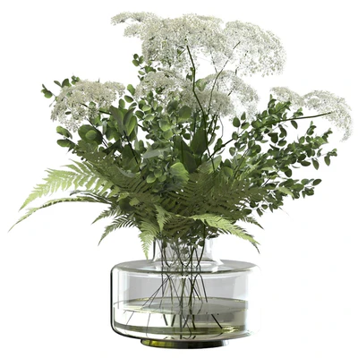 Bouquet of umbrella flowers with greenery and fern — View 4