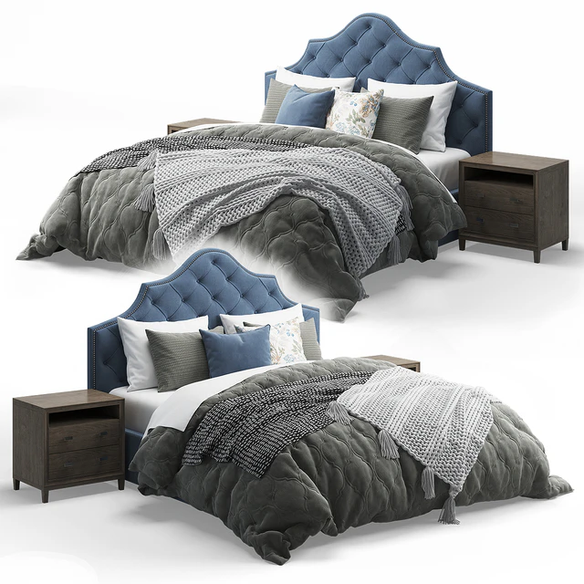 Qween Bed with Arebelle Tufted Headboard — Скачать