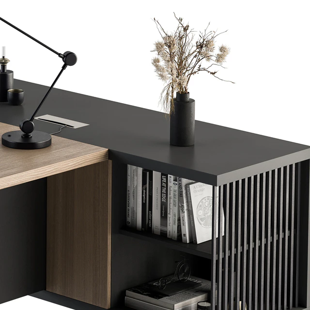 Manager Desk Wood and Black - Office Furniture 264 — Скачать