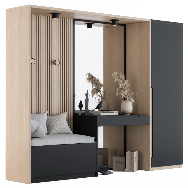 Hallway 02 - Black and Wood Set — Скачать