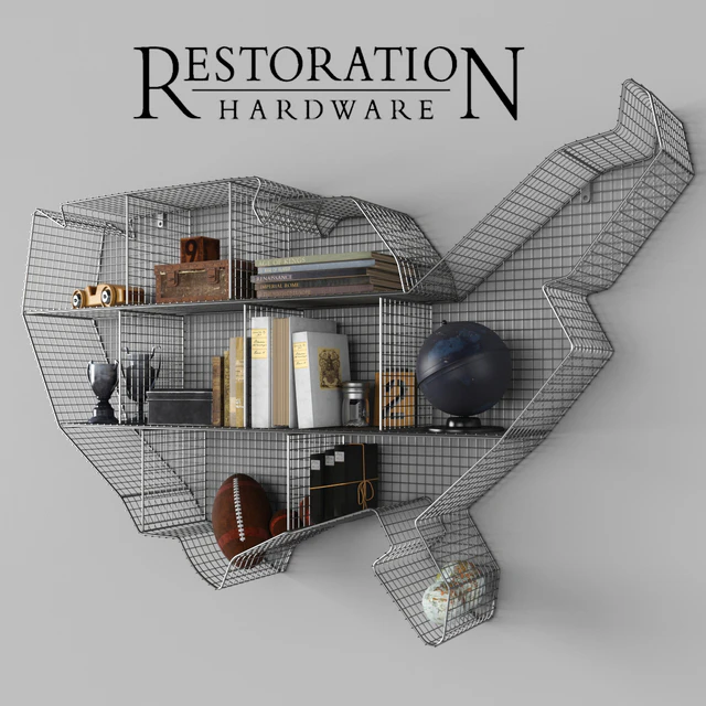 Industrial wire cubby usa map shelf — Скачать