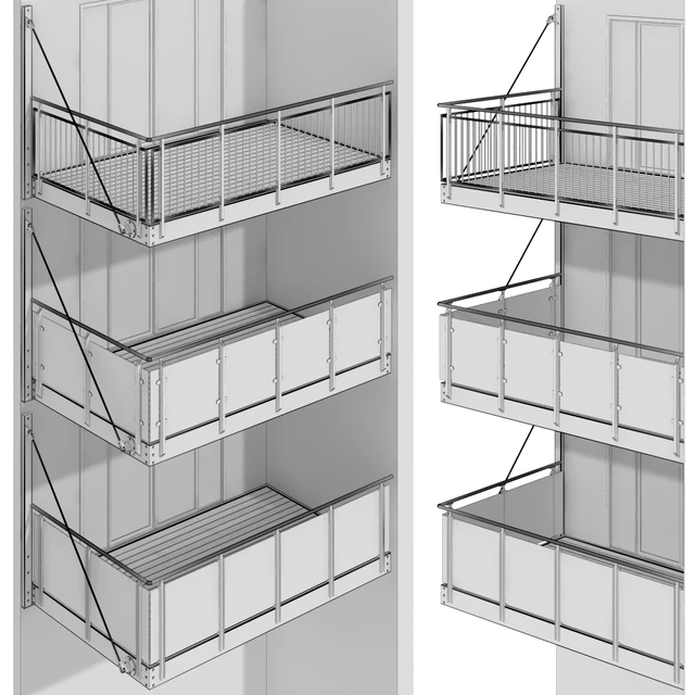 Metal balcony / Metal balcony (3 types of cantilever balconies) — Descargar