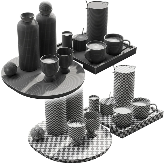 128 eat and drinks decor set 02 coffee and water kit 02 — Скачать