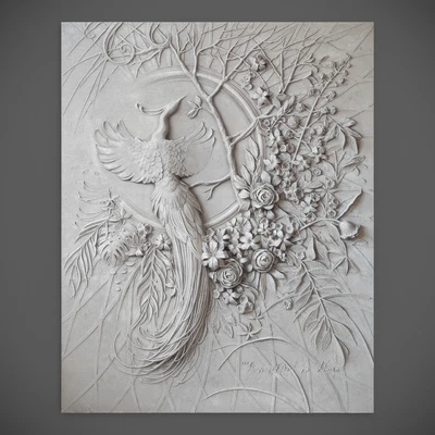 Bas-relief panel with a peacock — Ver 1