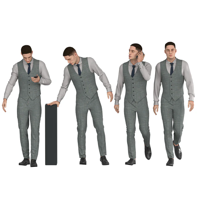 Office Man with coat vest in 04 poses — Скачать