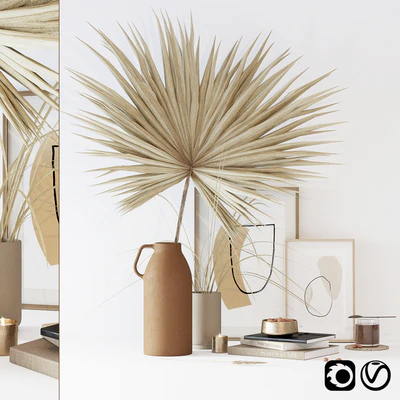 Decorative set with dryed palm — Ver 1