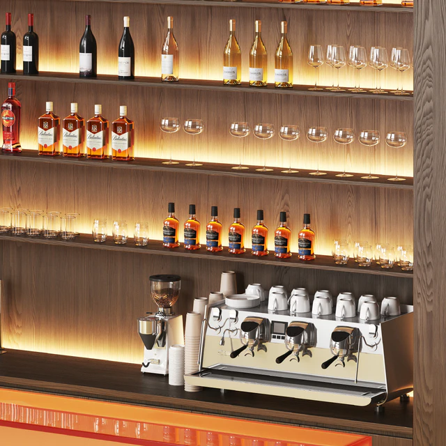 A luminous minimalistic bar with a bar counter — Скачать