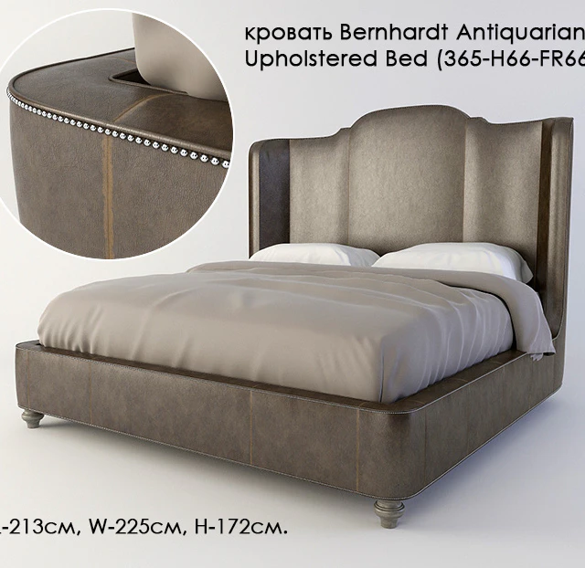 Bed Bernhardt Antiquarian Upholstered Bed (365-H66-FR66) — Descargar