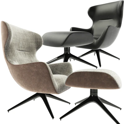 Poliform Mad Joker Revolving Armchair With Ottoman — Вид 1