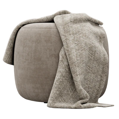 Wide Velvet Round Footstool Ottoman by Gardeco — Вид 3