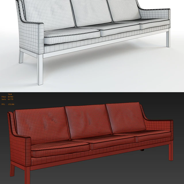 Rare Stylish 1960s Three-Seat Sofa Designed by Kai Lyngfeldt-Larsen — Descargar