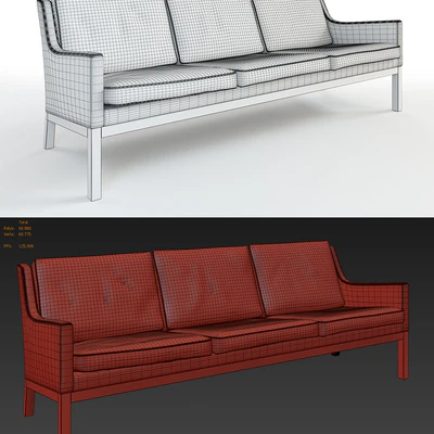 Rare Stylish 1960s Three-Seat Sofa Designed by Kai Lyngfeldt-Larsen — Ver 3