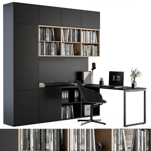 Office Set L Desk With Bookcase — Скачать