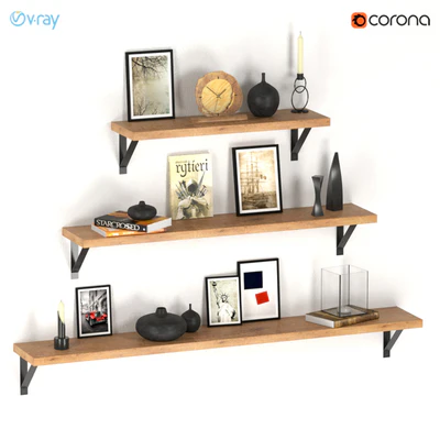 Decorative set of three shelves with filling. — Ver 2