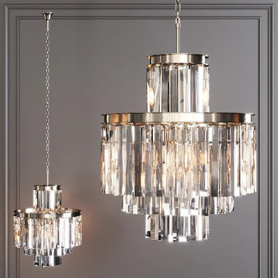 Restoration Hardware 1920S ODEON CLEAR GLASS FRINGE 4-TIER CHANDELIER Nickel — Вид 2