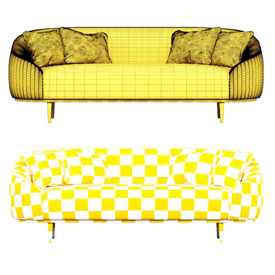 Ella Three Seat Sofa - Chalk - Brass Base — Вид 3