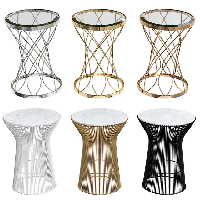 Carrara Marble Platner Side Table Set — Download